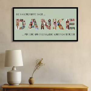 Buchstabencollage „Danke“ zum Abschied Lehrer/Lehrerin – Leinwand 50x100cm Buchstabencollage „Danke“ zum Abschied Lehrer/Lehrerin – Leinwand 50x100cm