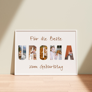 Geschenkidee zum Geburtstag - Buchstabencollage für Uroma.