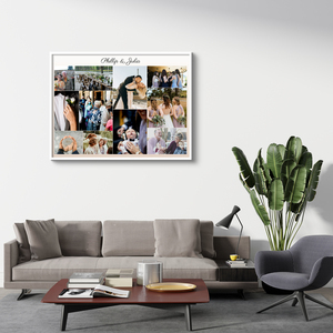 Collage de Mariage Personnalisée sur Toile - Cadeau Idéal pour les Nouveaux Mariés
