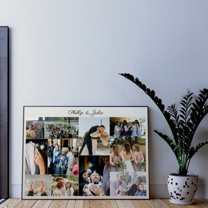 Collage de Mariage Personnalisée sur Toile - Cadeau Idéal pour les Nouveaux Mariés
