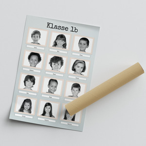 Kreiere deine eigene Retro-Schwarz-Weiss-Klassenfoto-Collage mit Namen der Kinder!