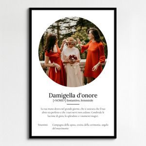 Definisci la tua "Damigella d'onore" con foto e testo personalizzati