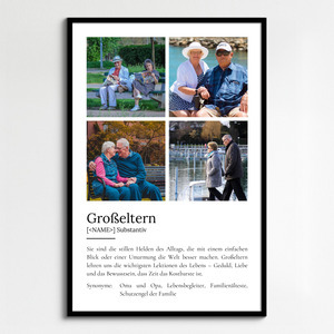 "Grosseltern" Definition - Geschenk als Poster, Leinwand erstellen. Eigene Fotos und Text.