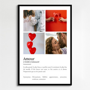 Poster Définition Amour personnalisé - Cadeau unique avec photo et texte ajustable
