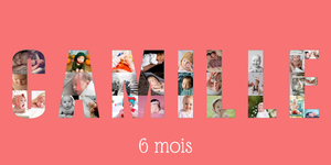 Collage Prénom Bébé en Photos - 6 Mois - Personnalisable Chambre Enfant Collage Prénom Bébé en Photos - 6 Mois - Personnalisable Chambre Enfant