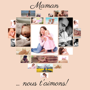 Collage photo cœur "Maman, on t'aime !" personnalisable pour cadeau fête des mères Collage photo cœur "Maman, on t'aime !" personnalisable pour cadeau fête des mères