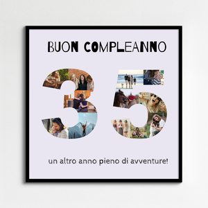 Collage di compleanno 35: Personalizza foto, testo e stile!