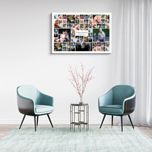 Trauercollage auf Leinwand – Rastercollage 70x50cm mit 60 Fotos