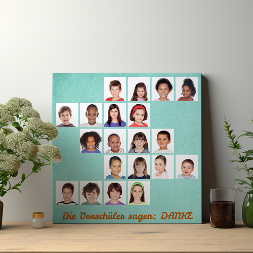 Fotocollage „Vorschüler sagen Danke“ als Abschiedsgeschenk Kindergarten