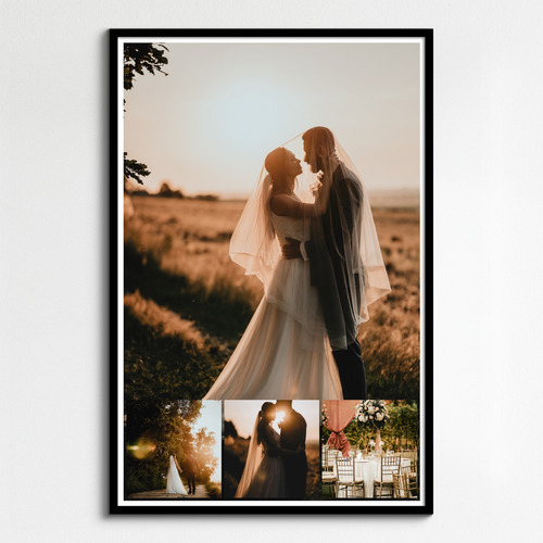 Dein Hochzeitfoto bestellen. Personalisierte Hochzeitscollage mit einzigartigem Design.