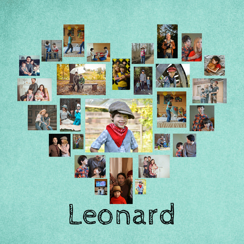 Création Collage Photo en Cœur - 28 Photos d'Enfant avec Texte Personnel