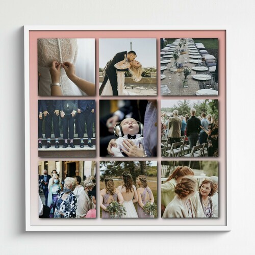 Collage de mariage en grille avec images ombragees en souvenir