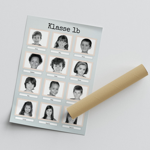Kreiere deine eigene Retro-Schwarz-Weiss-Klassenfoto-Collage mit Namen der Kinder!