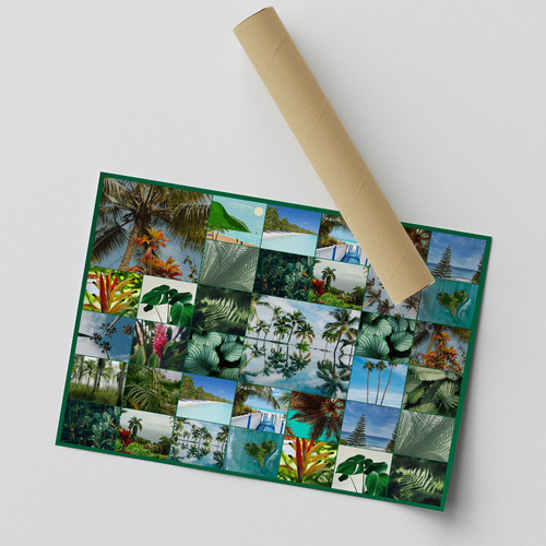 Naturfoto-Collage drucken – Tropen, Palmen, Blumen & Strand – Premiumdruck – Gestalte jetzt