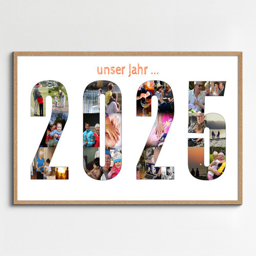 Jahreszahl als Fotocollage mit vielen Bildern und Erinnerungen