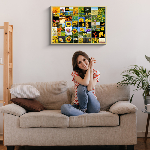 Fotocollage mit 61 Bildern in wilder Anordnung – Poster 50x75cm
