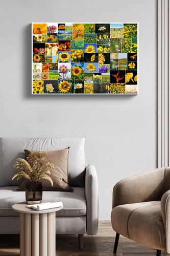 Fotocollage mit 61 Bildern in wilder Anordnung – Poster 50x75cm